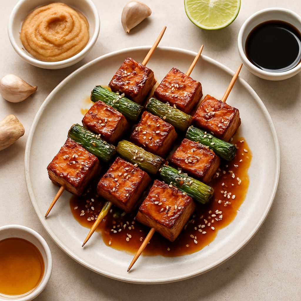 Brochetas de Tofu con Miso y Cebollino
