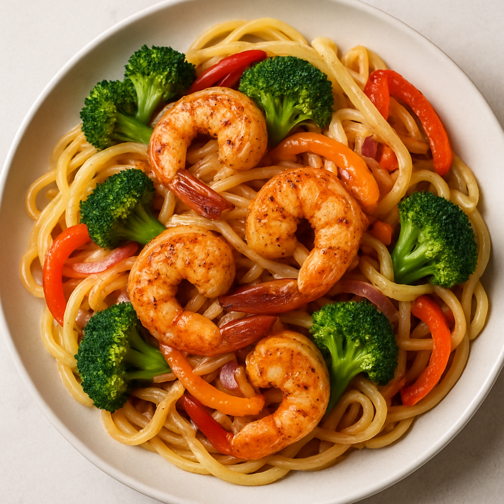 Pasta de Camarones Cajún con Brócoli