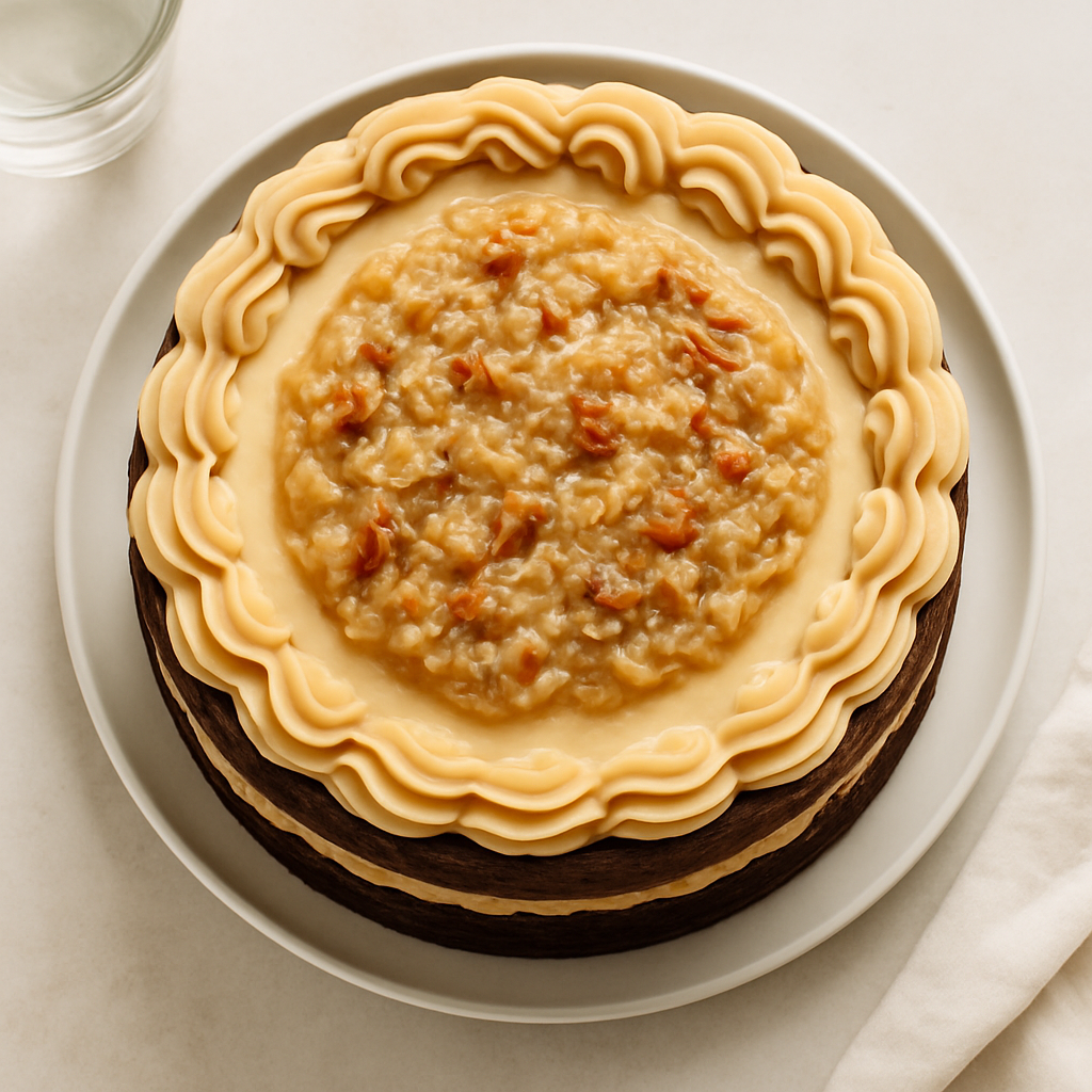 Pastel de Chocolate Alemán con Betún de Crema de Caramelo