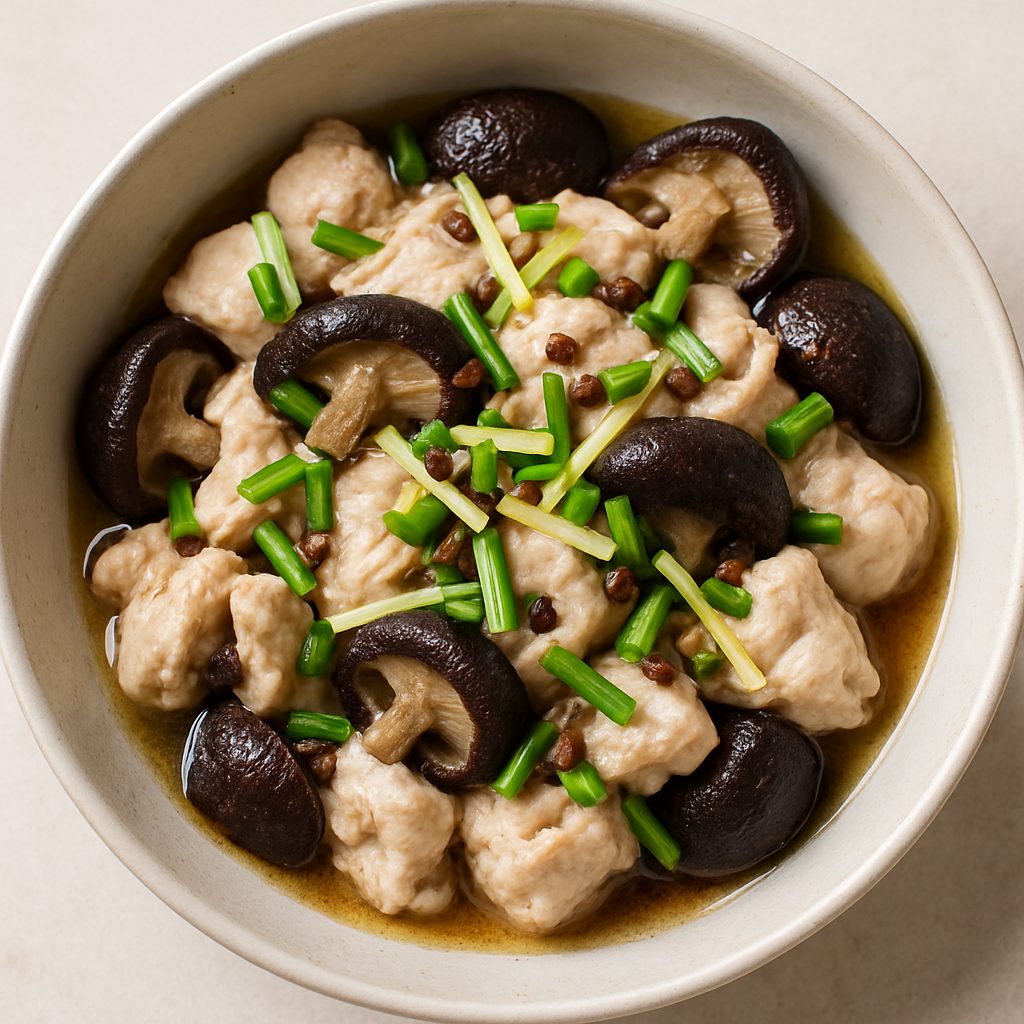 Steamed Chicken and Shiitake Mushrooms