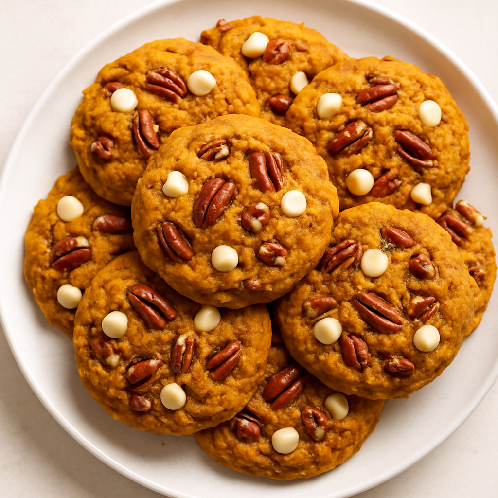 Galletas de Calabaza, Nuez Pecana y Chocolate Blanco