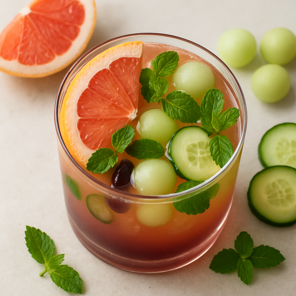 Grapefruit Sunset with Cucumber-Melon Cooler