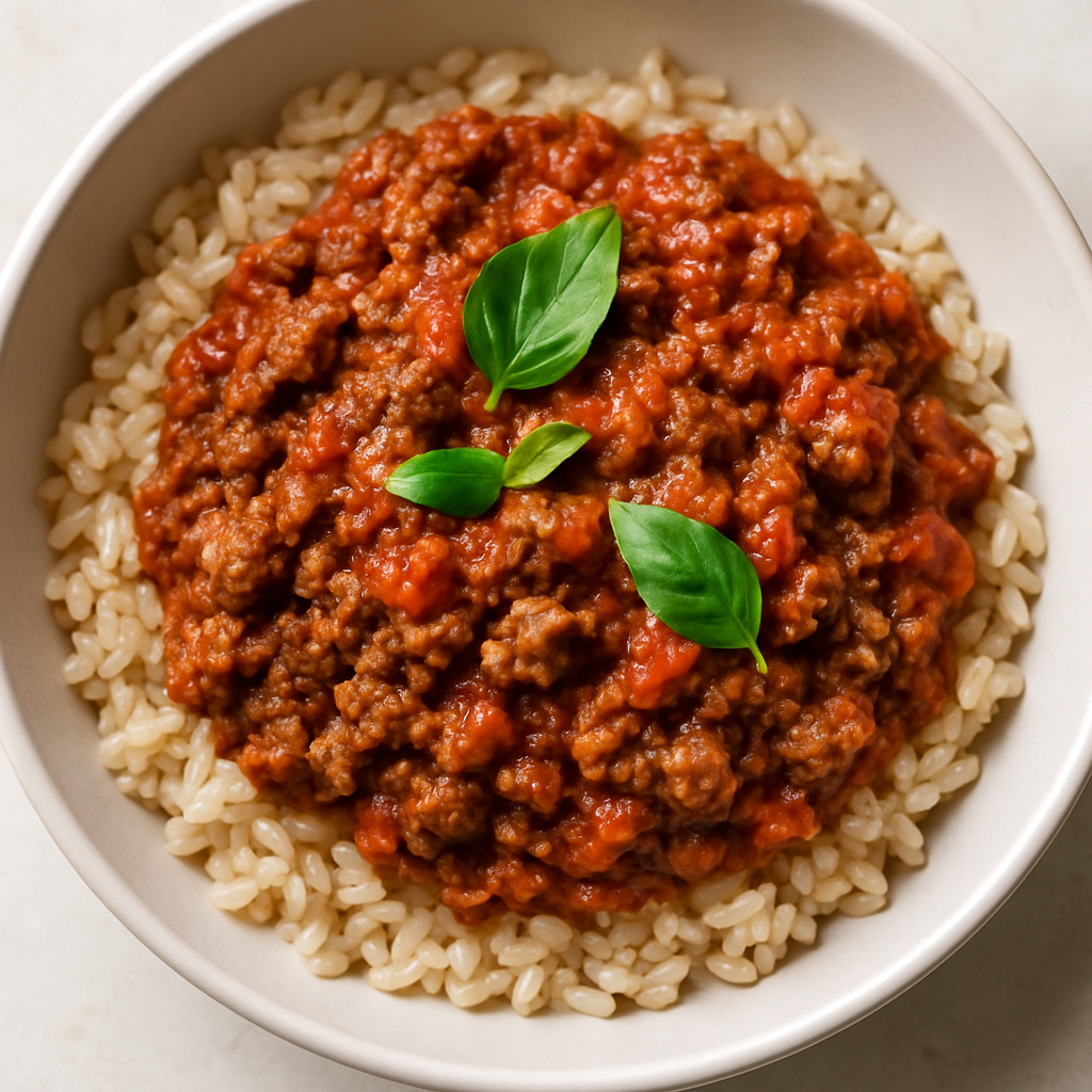 Carne Molida Magra sobre Arroz