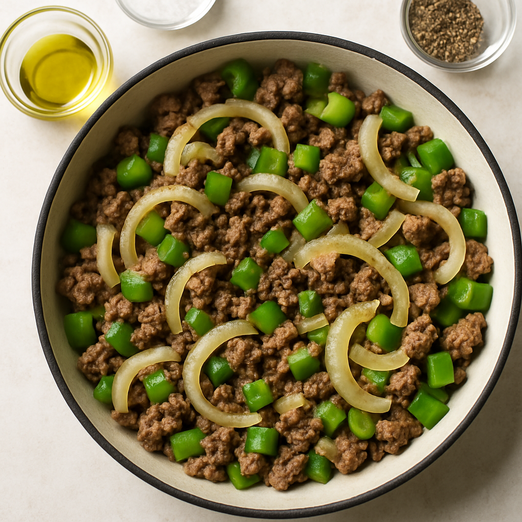 Ground Beef With Onions and Peppers