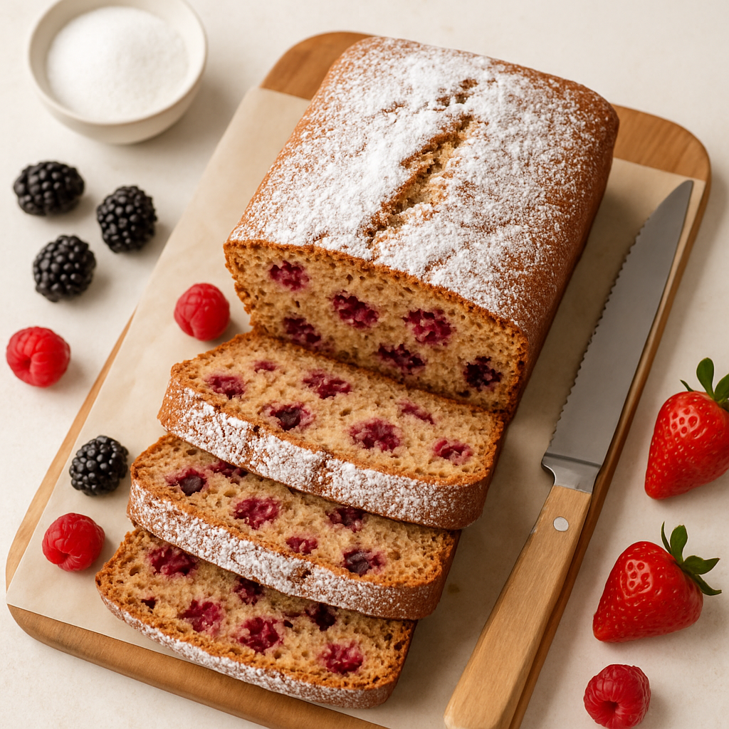 Whole Wheat Mixed Berry Loaf Cake