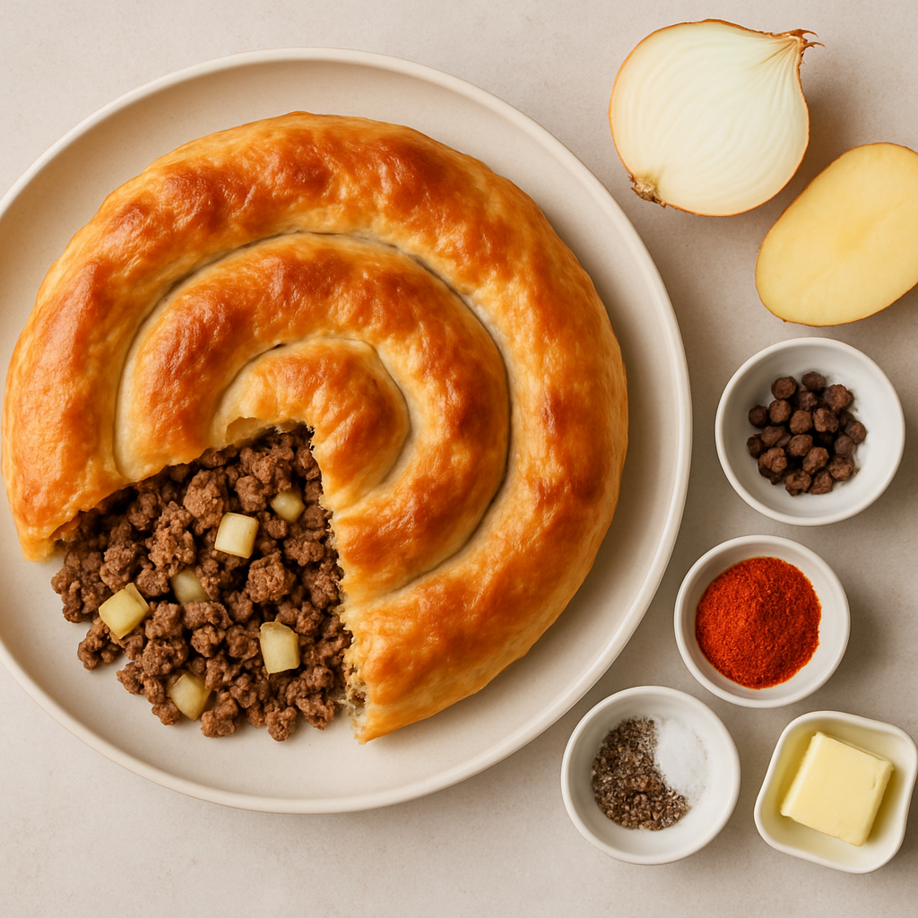 Burek relleno de carne molida y papa