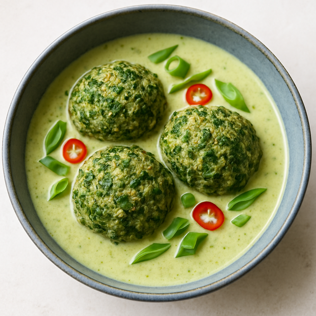 Low Carb Turkey Meatballs in Green Curry Sauce