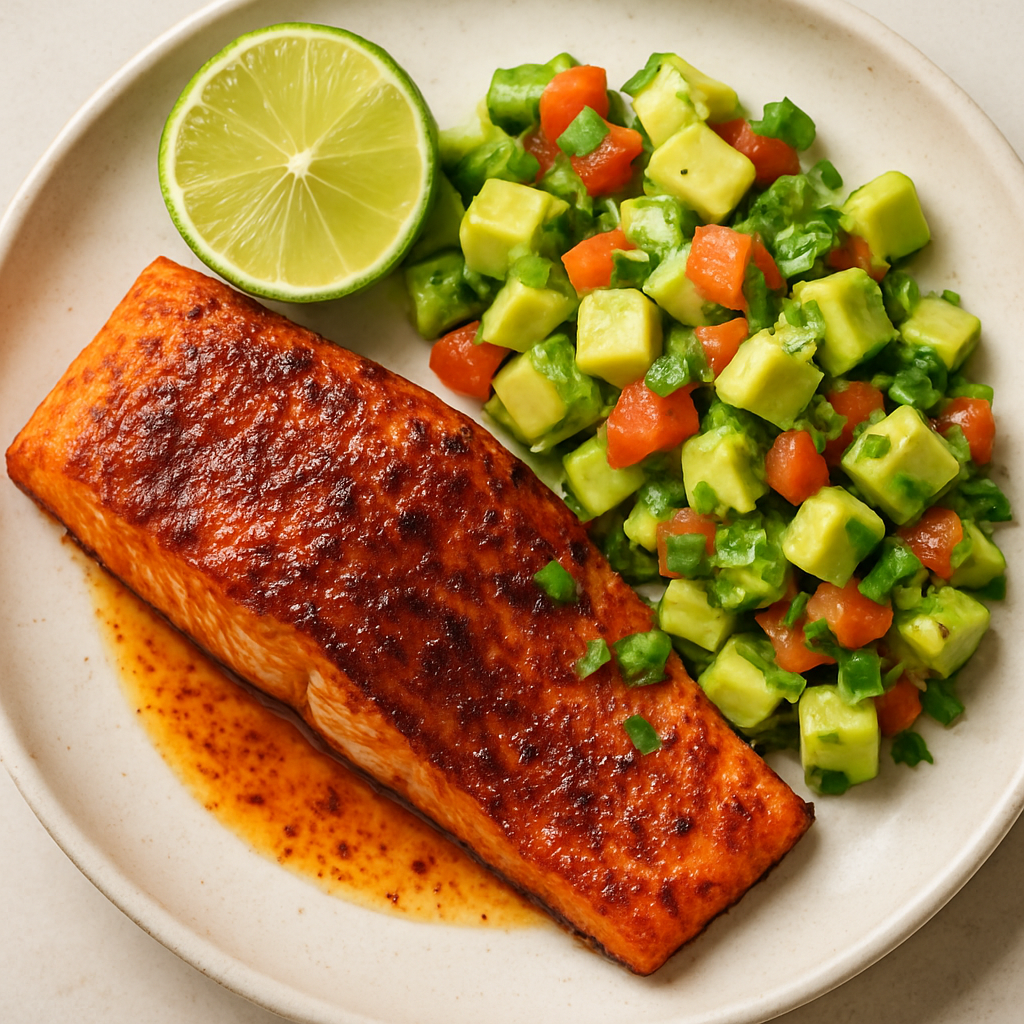 Cajun Salmon with Lime-Avocado Salsa