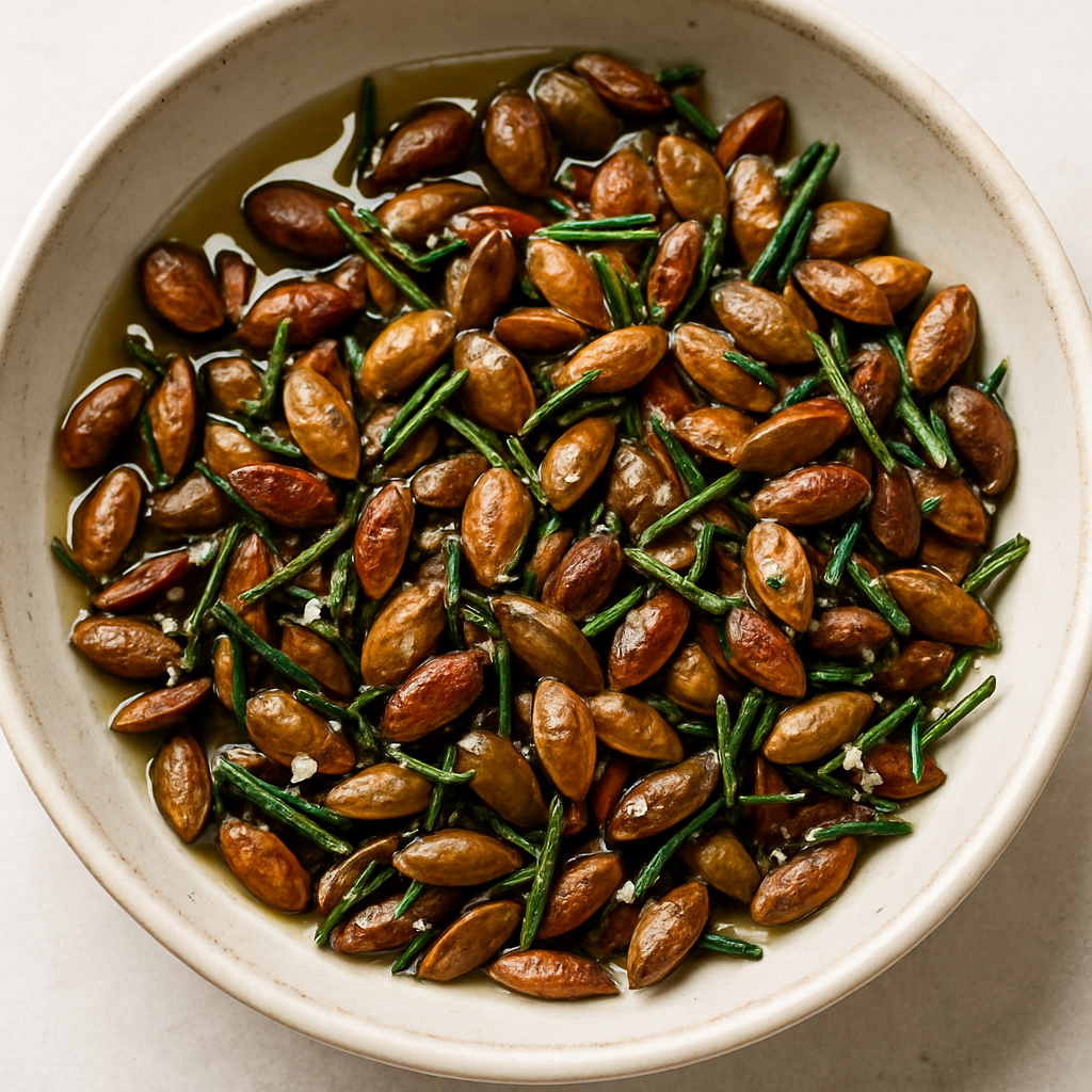Duck Fat and Rosemary Roasted Pumpkin Seeds