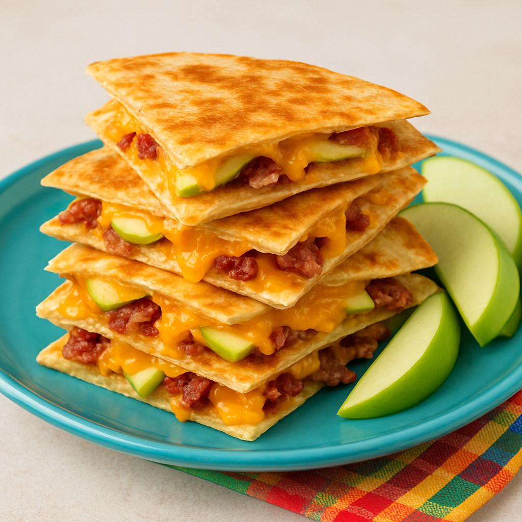 Cheesy Apple Bacon Breakfast Quesadillas